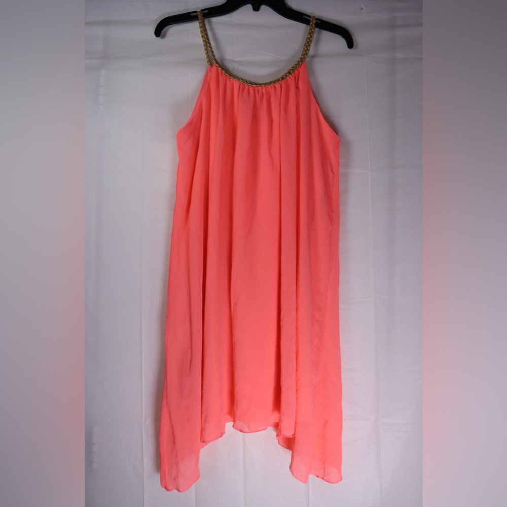 Bright Salmon Spaghetti Strap Backless Dress